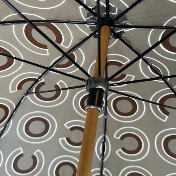 NWD CHANEL 2001 Fall Charcoal Gray Brown Nylon Coco CC Long Umbrella - Picture 12 of 14